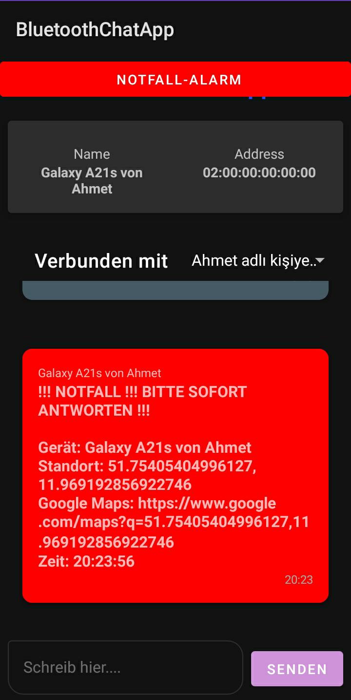 Screenshot der JSON-Datenpaket-Anzeige